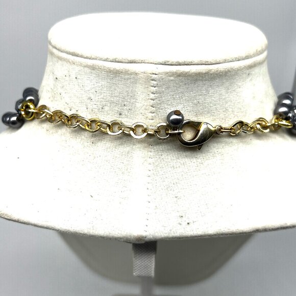 124. Estate Find! Stunning designer statement mauve graphite rhinestone necklace - Picture 5 of 7